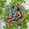 Vintage Round Aluminum Tequila Bar Sign Mexican Style Wall Decor for Home Restaurant