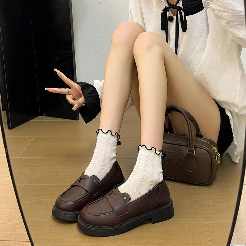 Black small leather shoes women's British style 2025 spring and autumn new work single shoes loafers soft-soled soft-soled flat-soled women's shoes