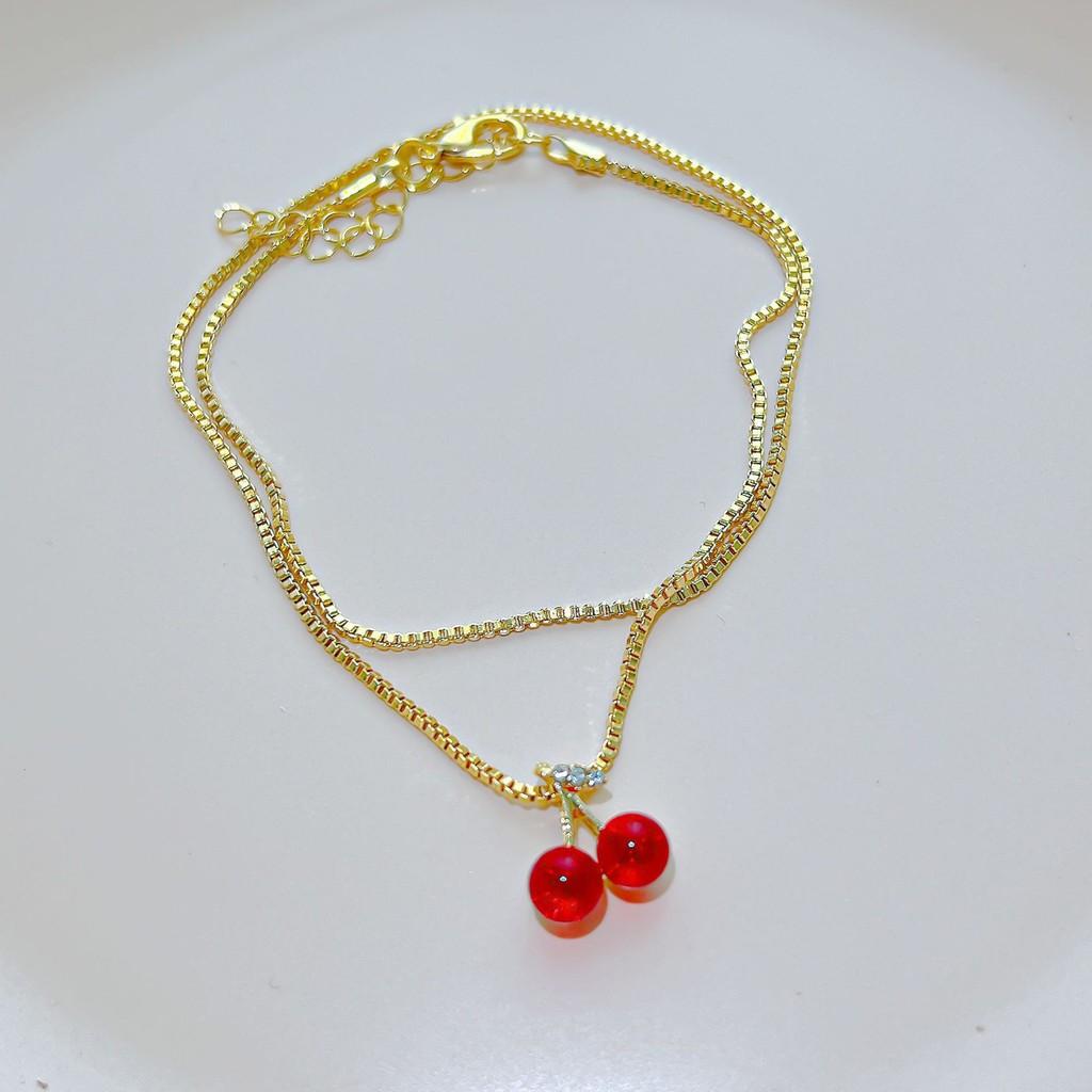 Classy Cherry Red Pendant Necklace With Stylish Box Chain Perfect For Trendy Womens Fashion