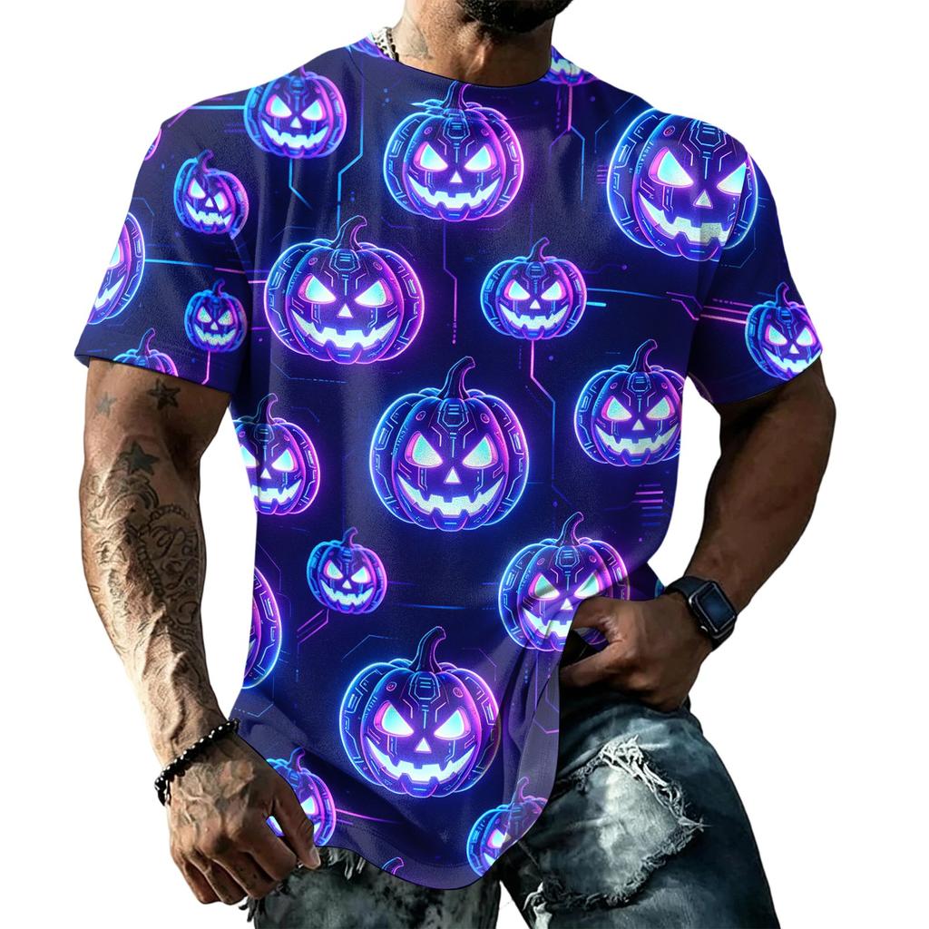 Unisex Loose Fit Casual Short Sleeve T-Shirt Halloween Themed Graphic Print Top Comfortable Everyday Wear