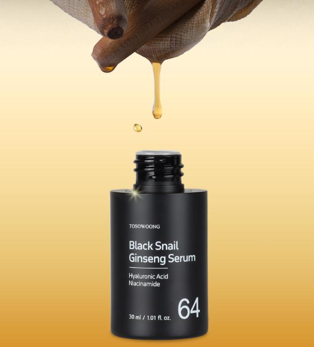 TOSOWOONG Black Snail Ginseng Serum 30ml – 64% Korean Ginseng Water & Snail Mucin