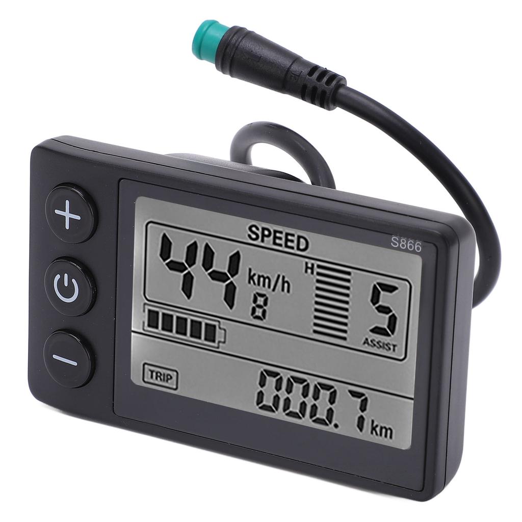Écran LCD pour Vélo Électrique Grand Écran 24V 36V 48V Compteur d'Affichage LCD pour Vélo Électrique Léger pour Guidon de 22,2 mm/0,9 po