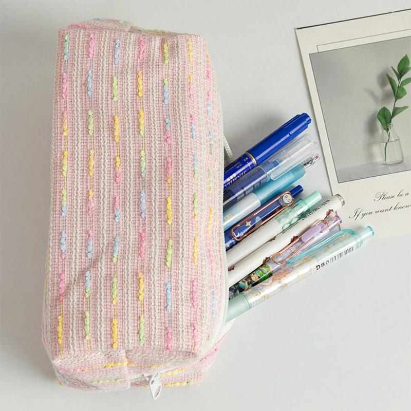 Pencil Case Pouch, Cute Pencil Case With Versatile Colorful Lines And Large Capacity Storage Bag