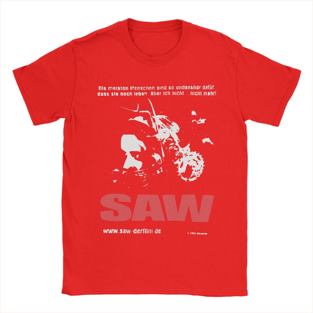 Funny Vintage SAW Movie Tshirts Men's 100%Cotton Short Sleeve  Round Neck Summer Tops Shirts