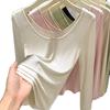 Pure Desire Low-Cut Backless Long-Sleeve Slim Fit Base Layer T-Shirt for Women – Autumn/Winter Korean Style