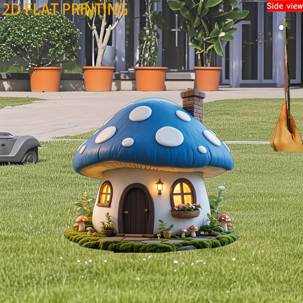 Charming Fairy Mushroom House, 2D Flat Acrylic, Decoration, Suitable for Garden, Potted Plants, Party, Gift Christmas, Halloween