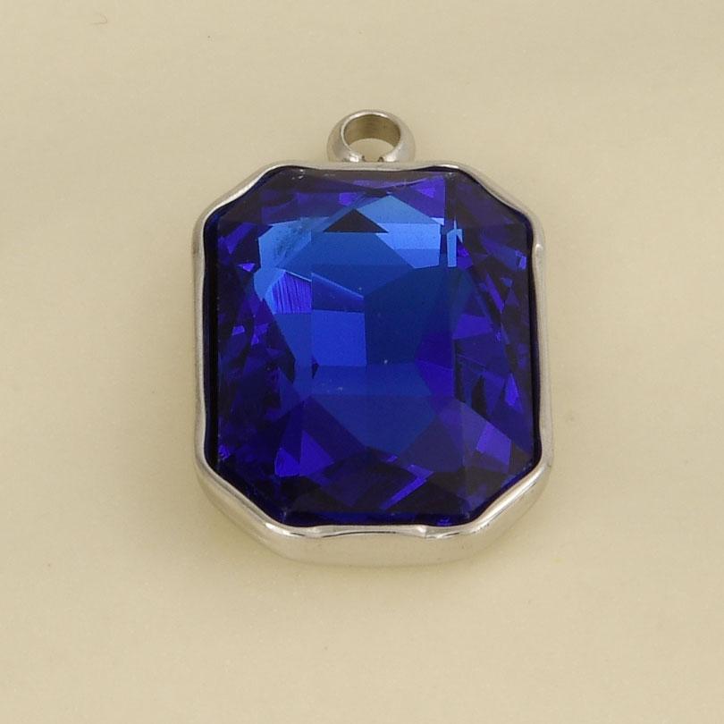 Rectangle Geometric Stainless Steel Pendants For Jewelry Making Supplies One Side Rhinestone Charm DIY Necklace Earrings Pendant
