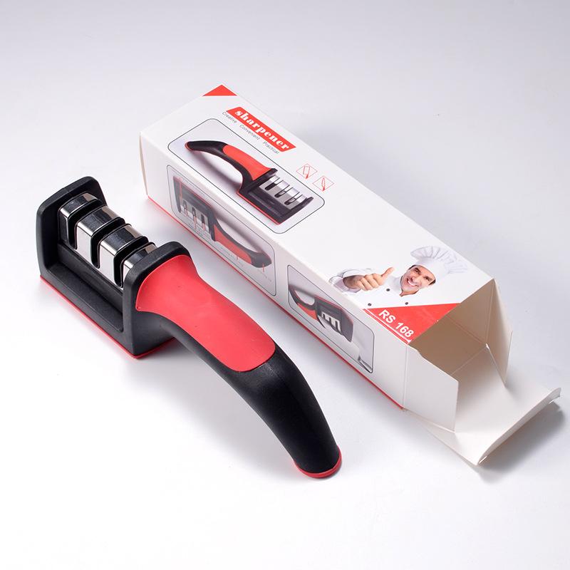 1 Piece Knife Sharpener 3/4 Segment Professional Knife Sharpening Stone Kitchen Handheld with Non Slip Base Kitchen Knives