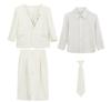 Boys Letter Embroidery V-Neck Blazer Suit Set School Kids Formal Outfit Striped Shirt Pants for Wedding Party Host Performance