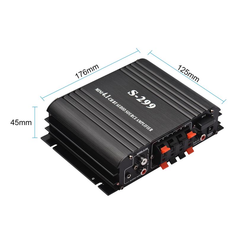 

S-299 Mini 4.1 Channel Audio Stereo Power Amplifier Bluetooth Portable Dual-use 4*40W Remote Control Audio Amplifier