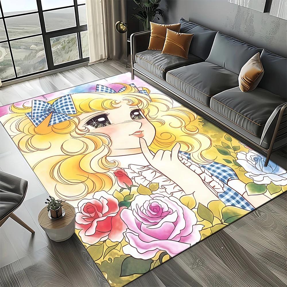 2025 Neuer Stil Süßigkeit Süße Mädchen Cartoon Anime Teppich für Wohnzimmer Schlafzimmer Dekoration, Rutschfeste Dekoration für Sofa Fußmatte Kinder