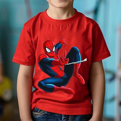 Fashion Trends Spiderman Tshirts Cartoon Anime Printing Boys and Girls' Clothes T-shirt In Summer Children's Clothing Short Sleeve