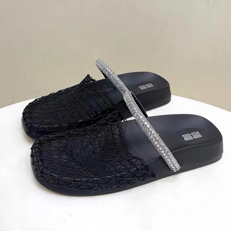 

Балетки Женские Тапочки Летняя Модная Обувь Уютные Повседневные Женские Сандалии Тренд 2025 Дизайнерские Туфли-Мюли с Открытым Верхом Обувь для Ходьбы Женская 35 чёрный