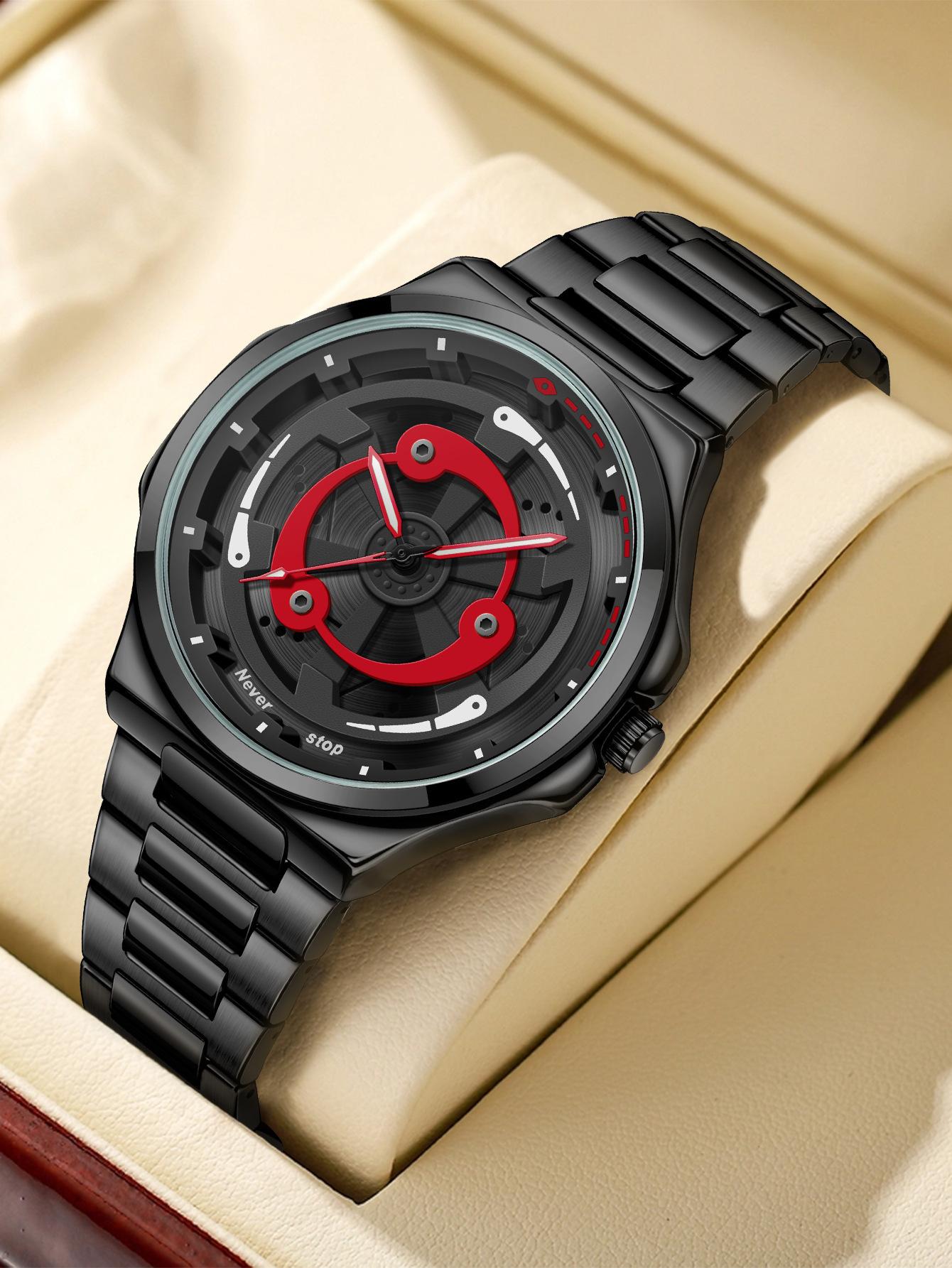 Men s steel belt watch sports wind rotatable dial trend quartz watch can