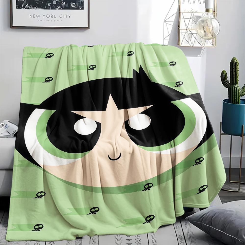 Powerpuff Girls Buttercup Cool pattern Flannel Blanket, High quality Comfortable for All Seasons, Home Decor, Warmth and Comfort, Perfect for Gifts.