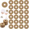 FINGERINSPIRE 200 Pcs Paper Drink Name Tags for Wine Glasses 2inch Round Tan/White Color Wine Glass Marker Blank Wine Glass Charm Cocktail Champagne