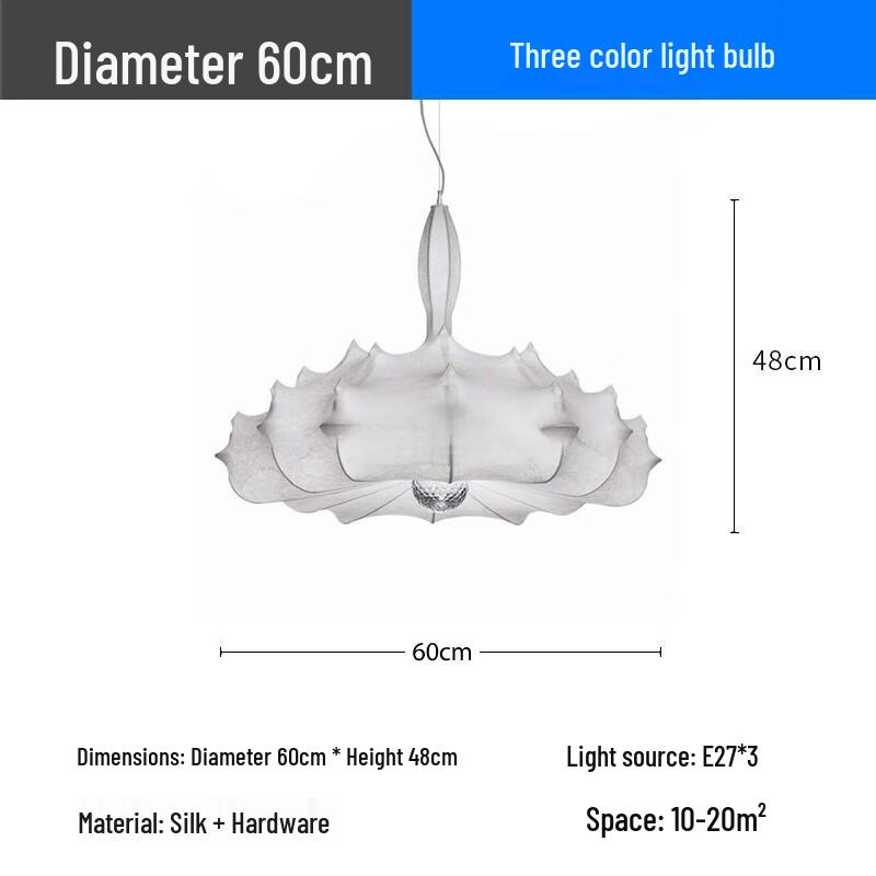 Liangtu 60cm Milky White 3-Color Dimmable Chandelier