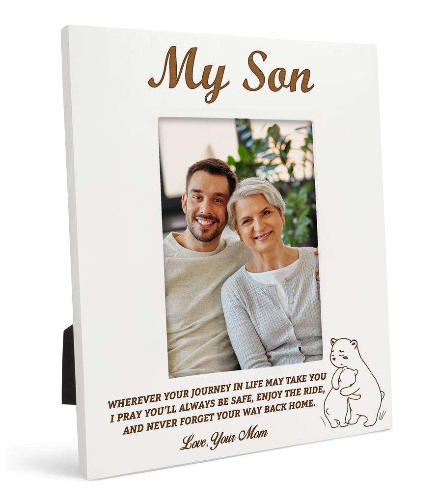 Darling Souvenir Made With Love  Engraved Table Top Photo Frame  Wooden Love For Mom Quotes White Picture Frame Gift For Mother's Day, 4x6Photo Size