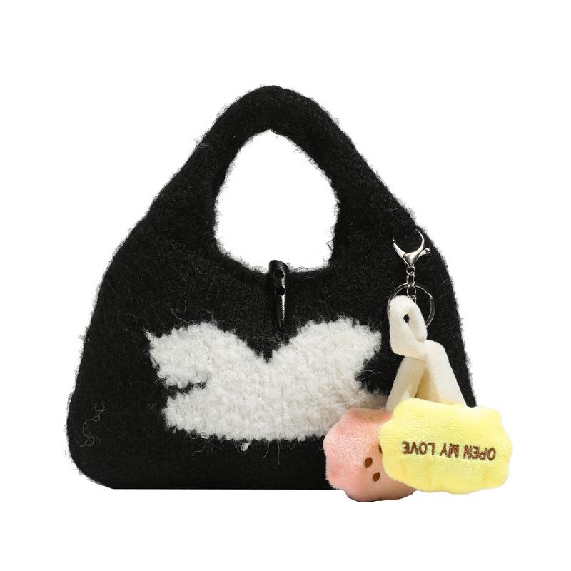 Knitted Handbag with A Cute and Niche Design Sense, Woven Bag, and Mobile Phone Bag