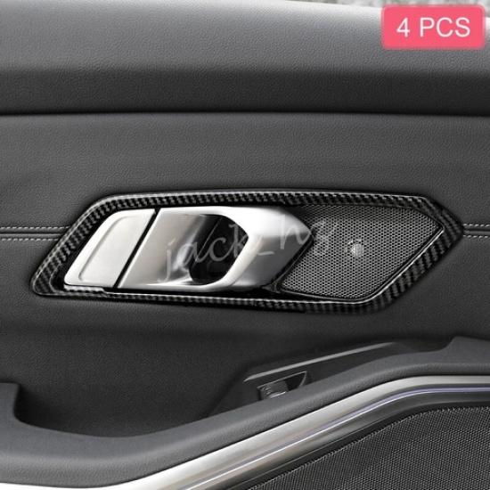 Carbon Fiber Interior Door Handle Surrounds Trims For - BMW 330i 330e
