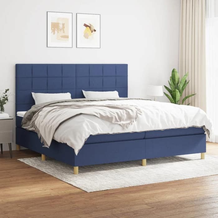 VidaXL Slat Bed Base with Mattress, Upholstered Bed with Headboard, Double Bed, Adult Bedroom Bed, Modern, 3142367