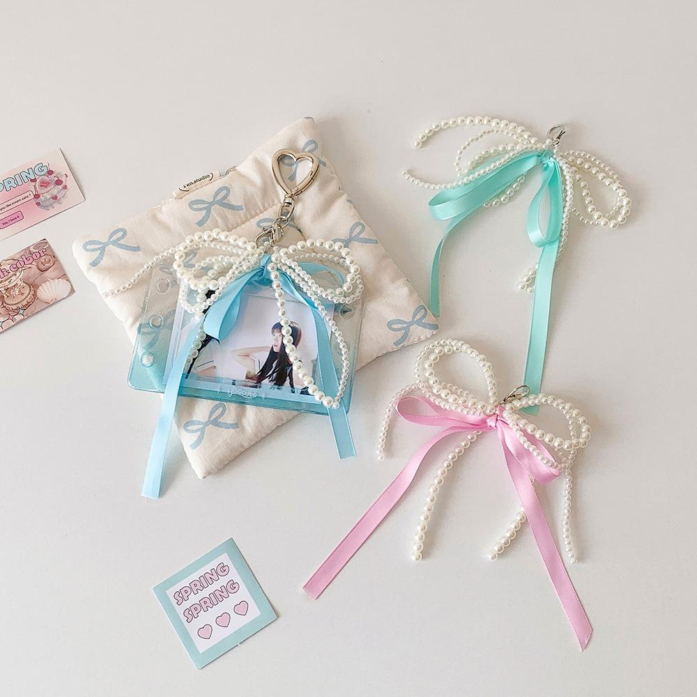 Love Heart Pendant DIY Ribbon Photocard Holder Idol Card Display Protector  School Stationery