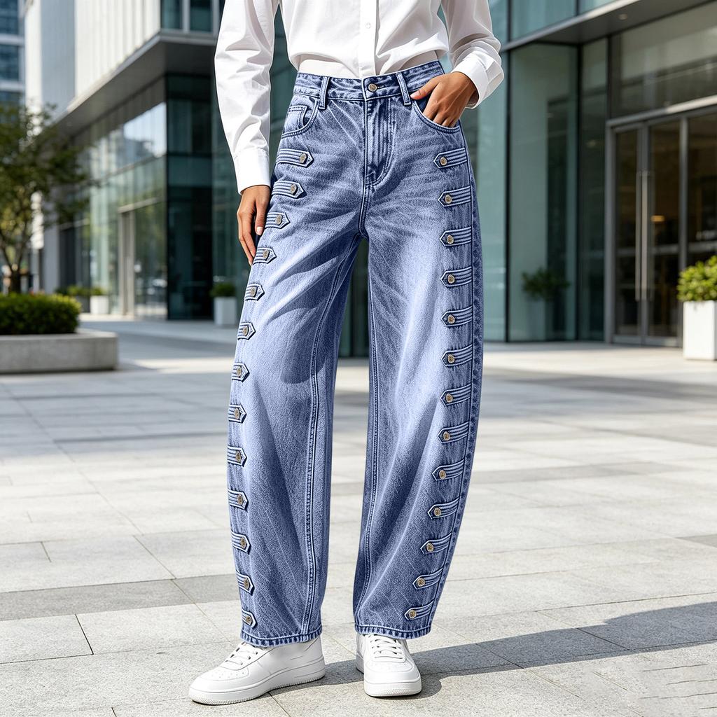 Women's Casual High Waisted Jeans Loose Fit Denim Pants for Everyday Wear