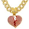 Hip Hop Dark Style Personality Shattered Cracked Love Pendant Hanging Chain HIPHOP Cuban Chain Necklace Street Dance Accessories