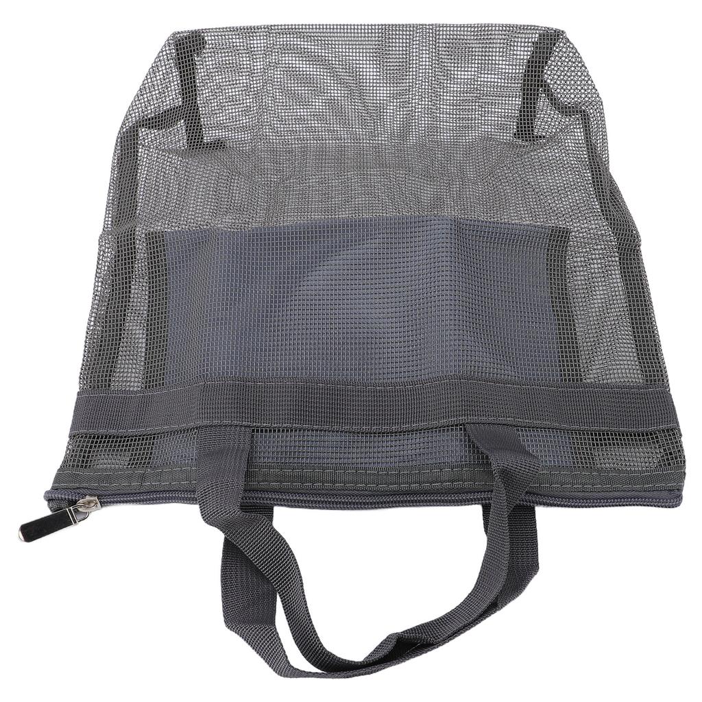 Mesh Beach Bag Quick Drying Mesh Shower Caddy Travel Toiletry Bag for Toys Pool Family Travel Vacation Dark Gray