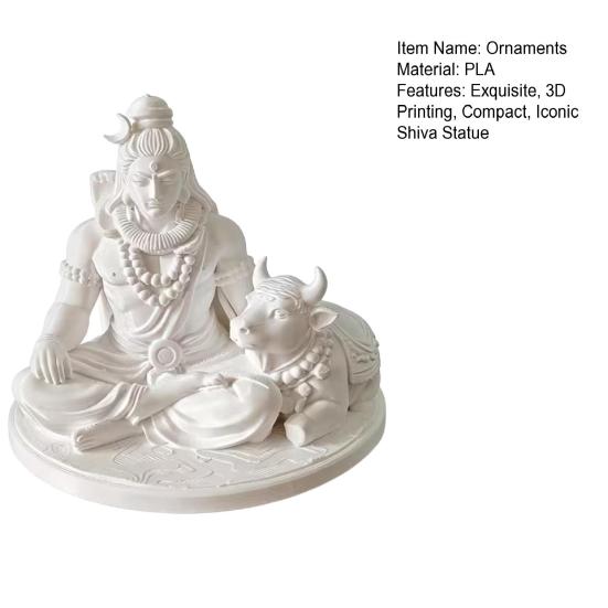Statua Sacra di Shiva Stampata in 3D con Toro Nandi, Decorazione Miniatura da Scrivania per la Meditazione, Regalo Spirituale per Praticanti Yoga e Benedizione Altare di Casa