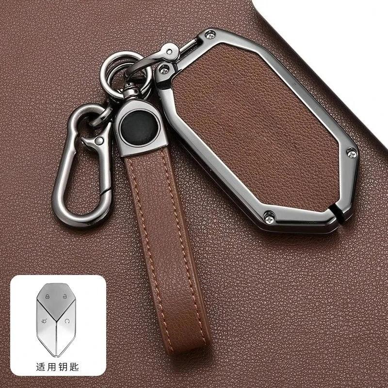 Zinc Alloy Leather Car Key Case Cover Shell Fob For Byd Formula Leopard Super 5 Super 8 Super 3 9 Protection Holder Accessories