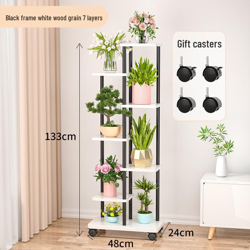Wrought Iron Multi-Layer Tall Indoor Flower Stand for Living Room or Balcony