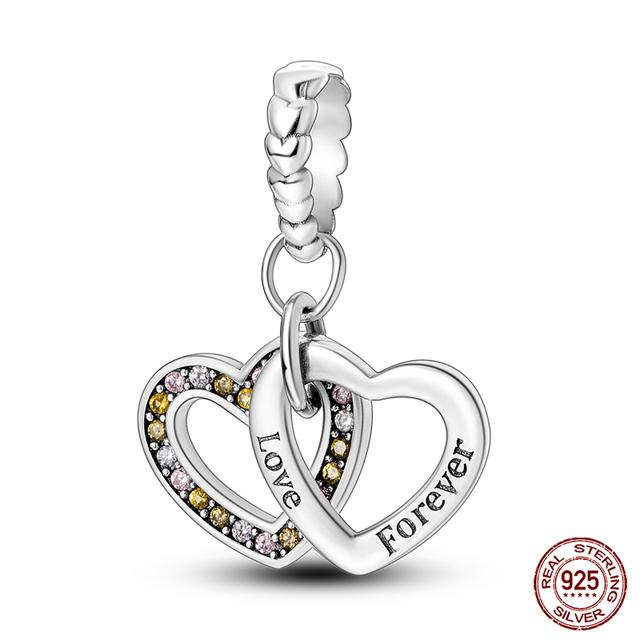 Fit Fasion 925 Bratara originala 100% argint 925 stralucitor colorat zircon Breloc inima margele cadou rafinat bijuterii DIY