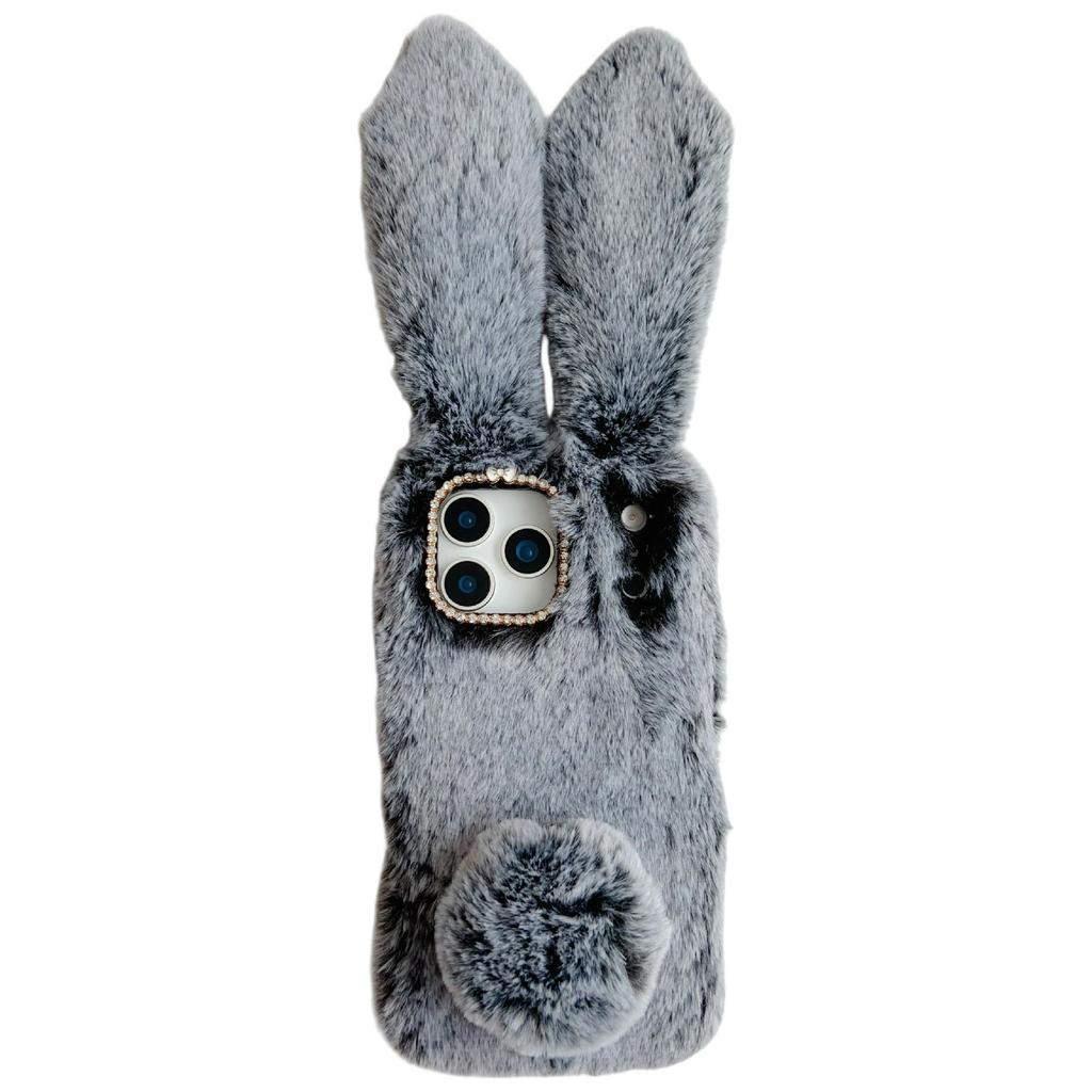 For iPhone 17 Pro Case Plush Cute Bunny Winter Fluffy TPU Phone Cover
