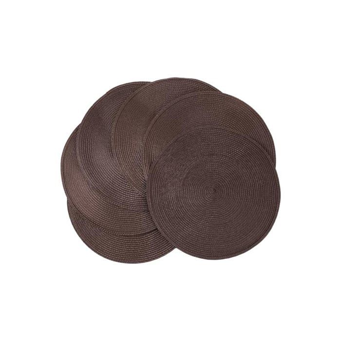 Sets de table tressés - Joskeijky - 38 cm - Marron - Polypropylène - Lot de 6 - Facile à nettoyer