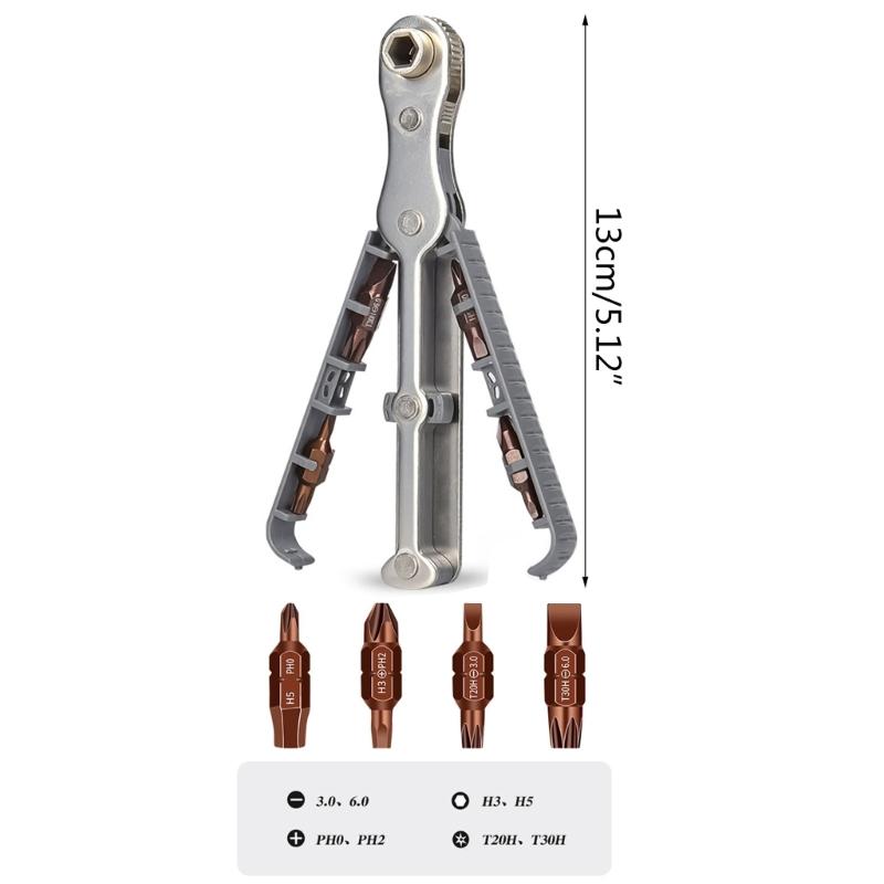 Bidirectional Ratchet Screwdriver Set Ratchet Wrenches Screwdriver Bit Set Ratchet Right Angle Screwdriver Ratchet Offset