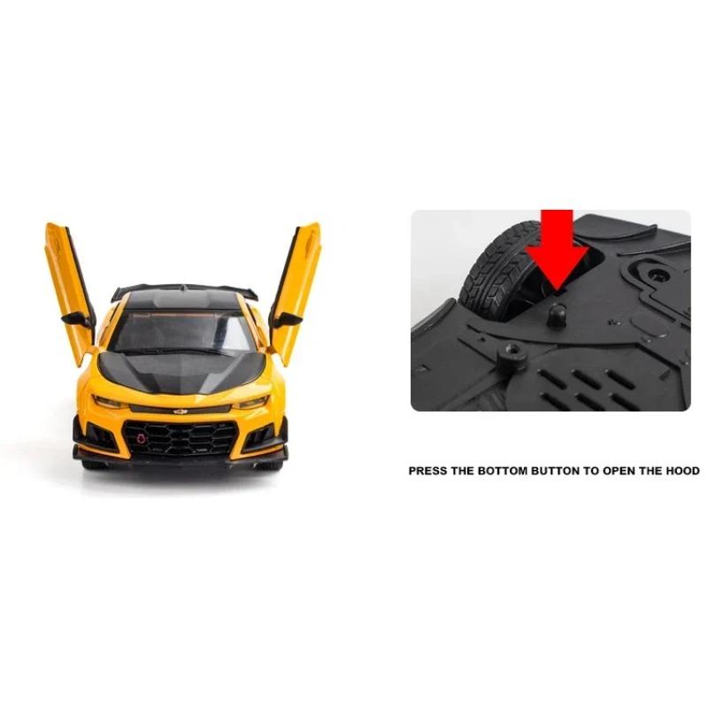 Chevrolet Camaro Modellauto im Maßstab 1:24 aus Metallguss, Sportwagen-Spielzeug mit Sound, Licht und Rückziehfunktion, Sammlerstück für Kinder, Geschenkidee