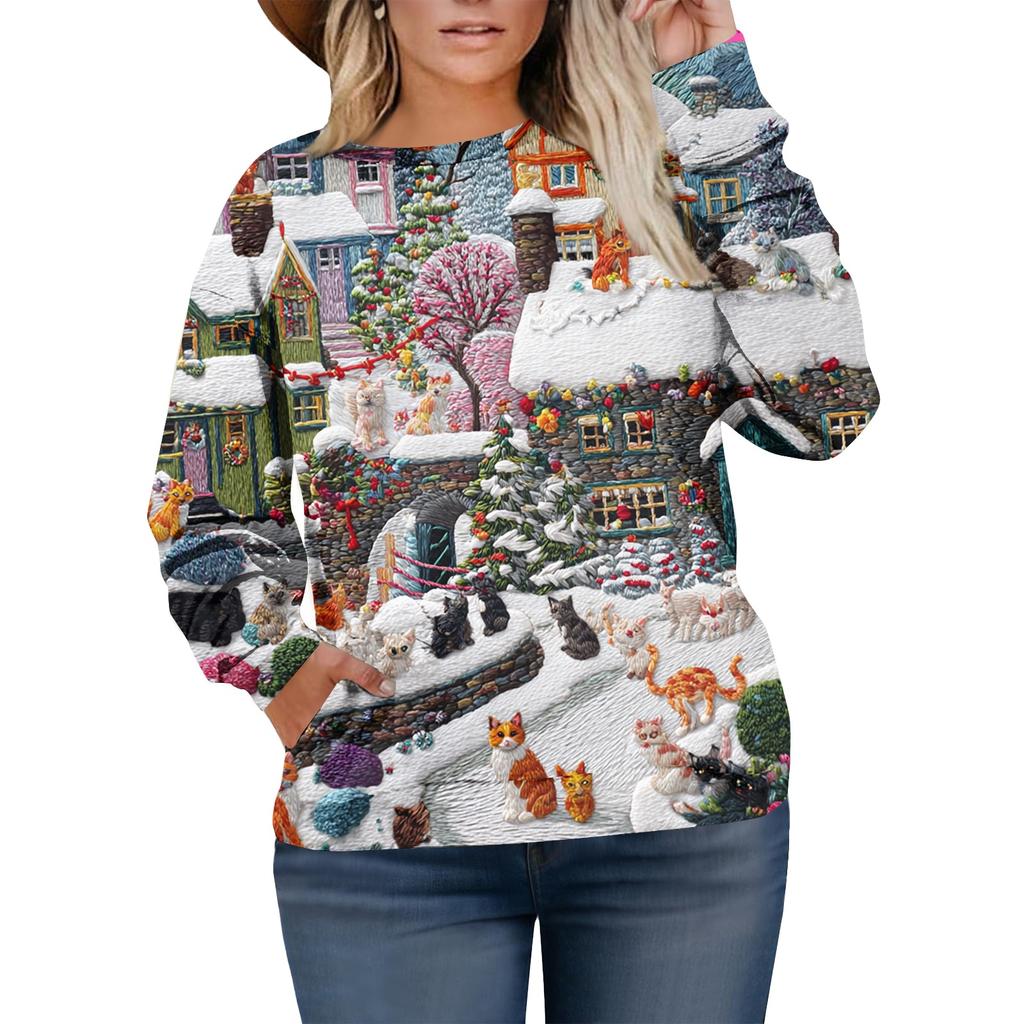 Christmas Sweatshirts For Women Sweater Cute Shirt Fall Pullover Top
