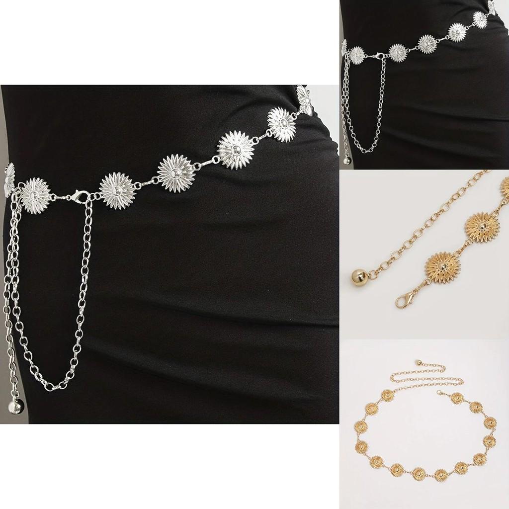 Metal Floral Daisy Embellished Waist Chain For Women Summer Casual Fashion Jewelry