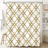 Classic Geometric Shower CurtainWhite Beige Diamond Pattern Decorative Bath Rug Mat Waterproof Shower Curtain in Multiple Sizes