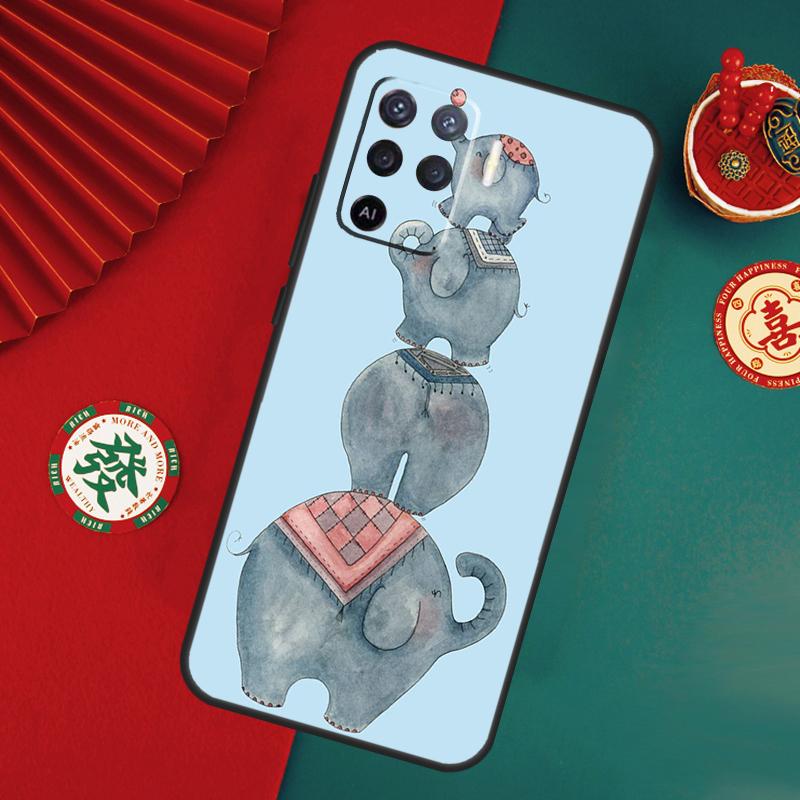 Cute Elephant Cartoon Case For Oppo A80 A40 A60 A6 A5 Pro A15 A16 A17 A57 A94 A74 A54 A76 A96 A18 A38 A58 A78 A98