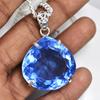 Lab CREATED 110.9 Ct CERTIFIED Blue Topaz Pear Pendant A Grade Jewelry Gems MY-PD-122-NS