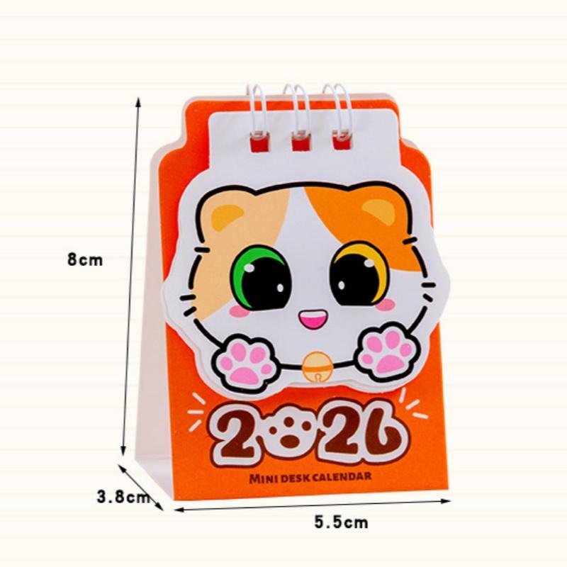 

1Pcs 2026 Portable Pocket Calendar Schedule Desktop Decoration Cartoon Cat Desk Calendar Office School Supplies Student Gift