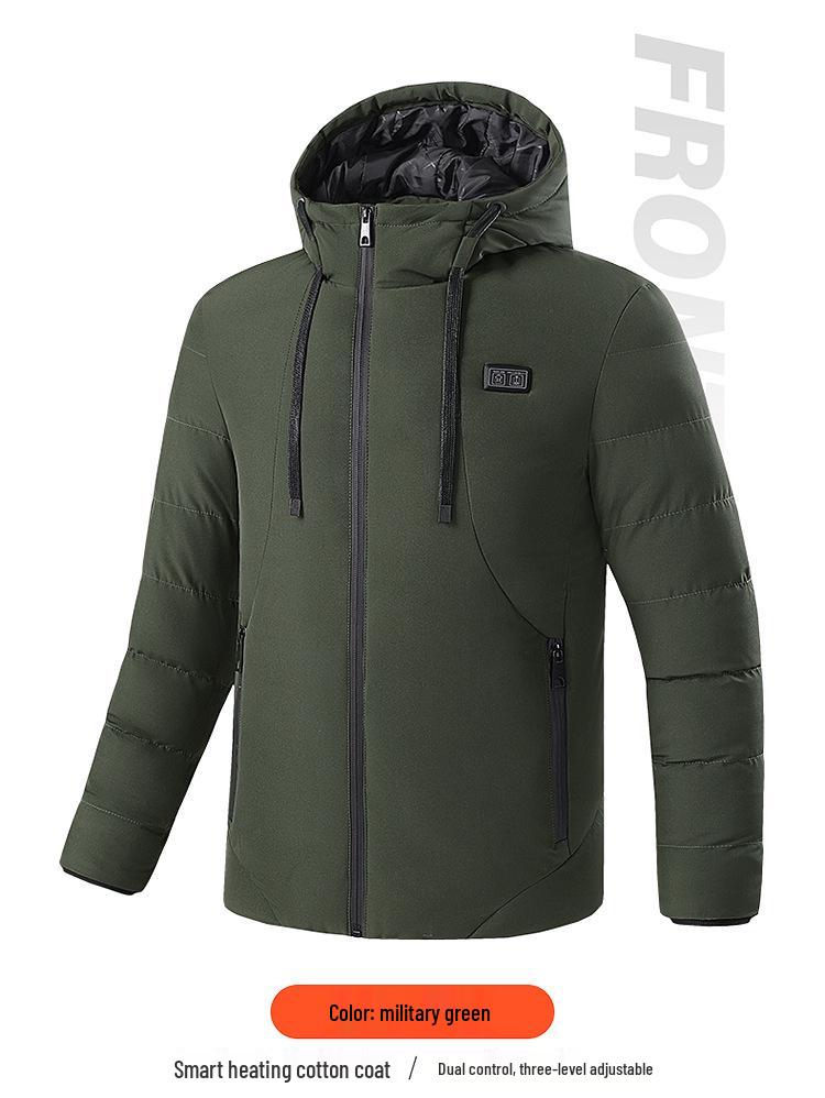 Unisex Smart Heated Winter Jacket with Hood - Rechargeable and Temperature-Controlled.