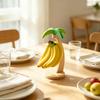 Solid Wood Banana Rack Wooden Hanger, Coconut Tree Shape, with Metal Hook, Fruit Display Stand Tropical Theme Stable Base Rack, for Kitchen Countertop