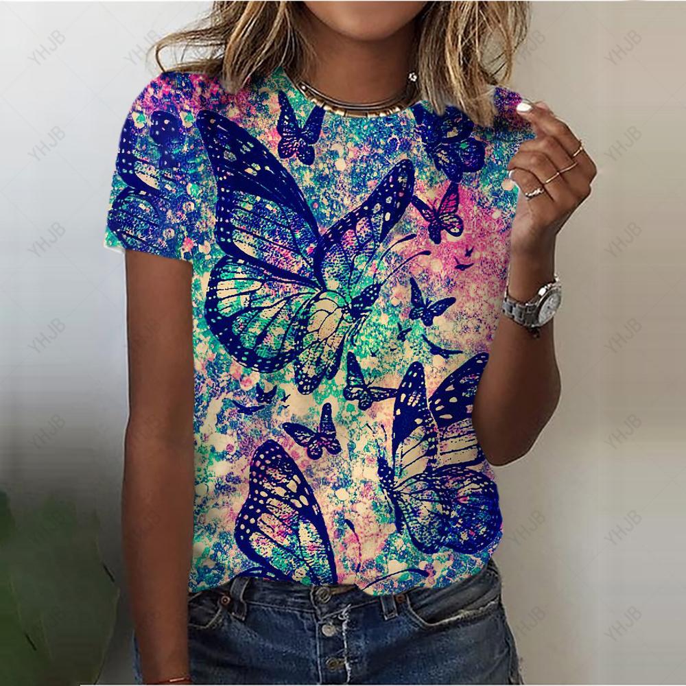 

Летний круглый вырез 3D винтажный принтованный топ модные повседневные женские футболки с коротким рукавом XS
