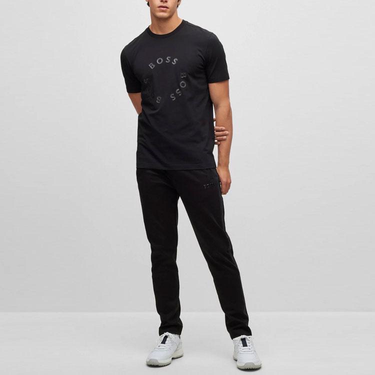 HUGO BOSS T-Shirts Men's Black Crew Neck Moderate Straight Fit 50488831-001