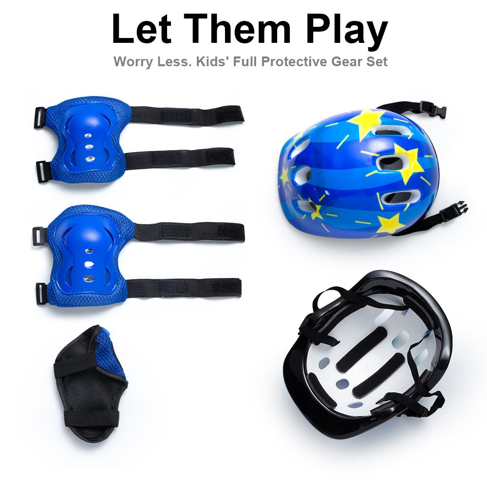 Durable And Safe 7Pcs/Set Roller Skating Kids Boy Girl Safety Helmet Knee Elbow Pad Sets Cycling Skate Bicycle Scooter Protection Safety Guard