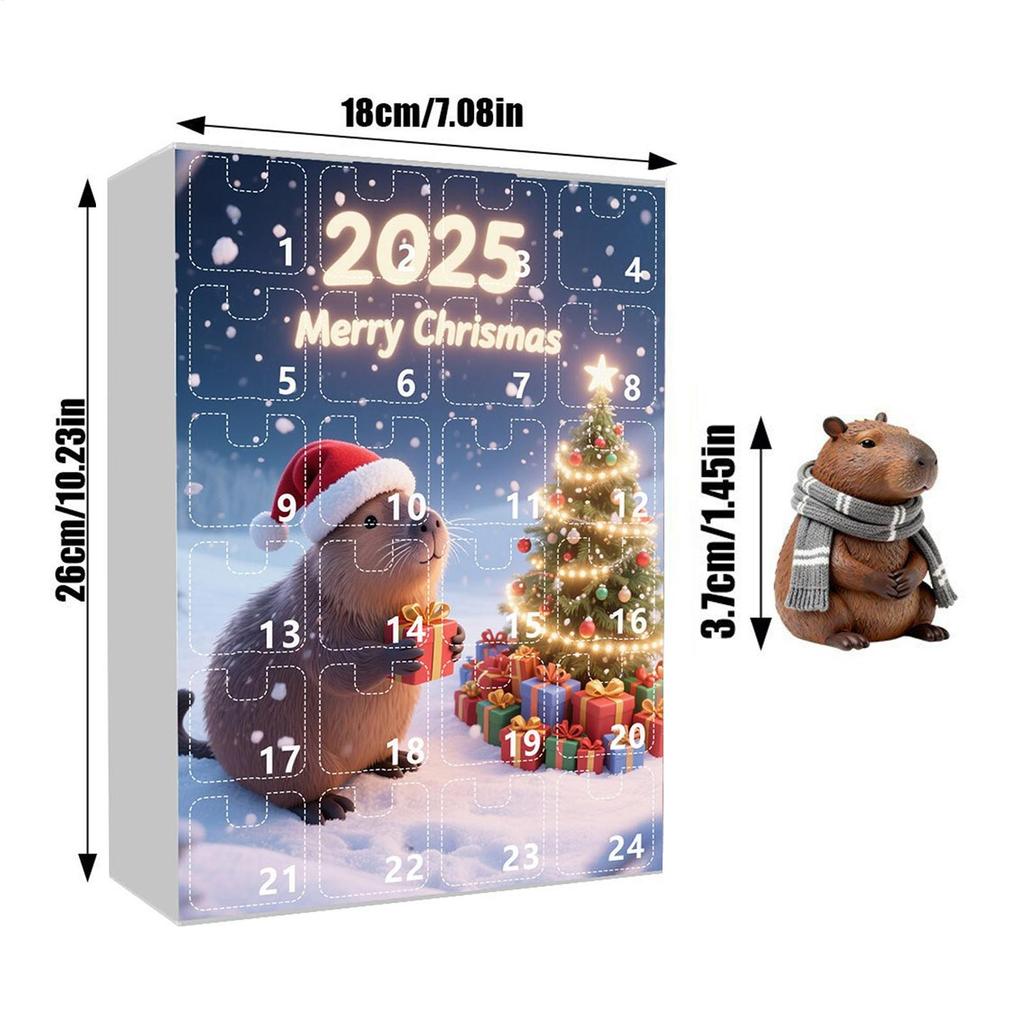Christmas Countdown Capybara Ornament 2D Acrylic 24 Days Calendar Ornament for Holiday Seasonal Thanksgiving Easter Home Kids