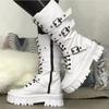 Women's Autumn Uk Style Boots Mid-high Heels Punk Attitude Long Tube Knight Boots Rubber Upper